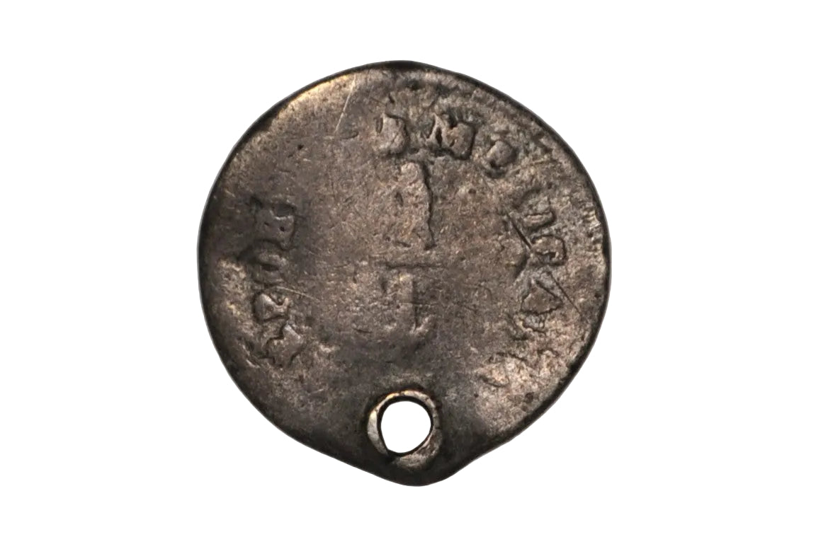 Historic Mexico 1/4 Real Silver Coin Holed Republic Period Cuartilla No Date - Mexico Silver 1/4 Real Coin Holed, No Date