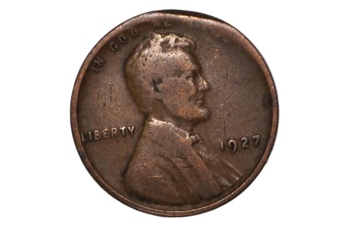 1927 United States Lincoln Cent Minor Straight Clipped Planchet Error - US 1927 Lincoln Wheat Cent Minor Error Planchet Clip