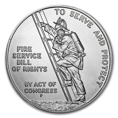 1992-P 1 ozt .999 Silver Benjamin Franklin Firefighters Commemorative Medal Philadelphia W/ Box and COA