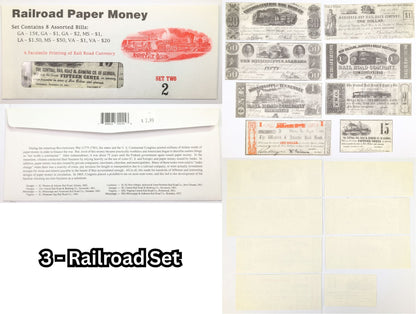 Facsimile Reproduction Confederate States Banknotes Sets - 6 Sets to Choose From! - 1960s Reproduction Civil War Era Southern Paper Currency