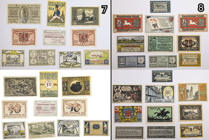Lots of 10 German Post-WWI Pfennig Notgeld Emergency Notes - Choose by Lot - Uncirculated (UNC) - 1920s German Municipality Notgeld Lots