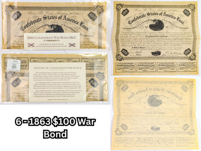 Facsimile Reproduction Confederate States Banknotes Sets - 6 Sets to Choose From! - 1960s Reproduction Civil War Era Southern Paper Currency