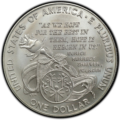 1995-W UNC Commemorative SILVER Dollar Special Olympics West Point Mint With Box and COA