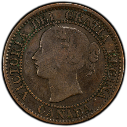 1859 Canadian Cent DPN #1 Re-punched Date Type 1, PCGS Certified F15, Rarest Variety, 1 cent 1859 - Narrow 9 - Double 9 #1 (DP N9 #1) 1 cent 1859