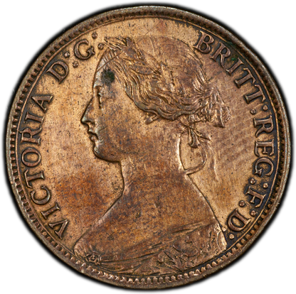 1860 UK Farthing Mule S-3958 | Rare Toothed/Beaded Border Variety | PCGS XF Details