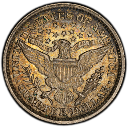 1893 Barber Quarter - PCGS AU58, Beautifully Toned - 1893 Quarter High Grade
