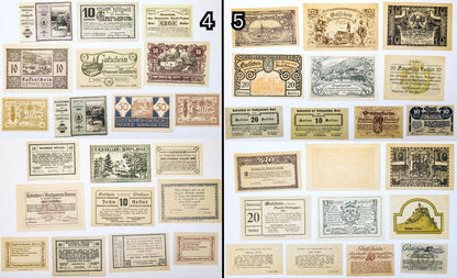 Lots of 10 WWI Austria Heller Notgeld Currency - Choose by Lot - Uncirculated (UNC) - 1920s Austrian Municipal Notes Lot of Ten