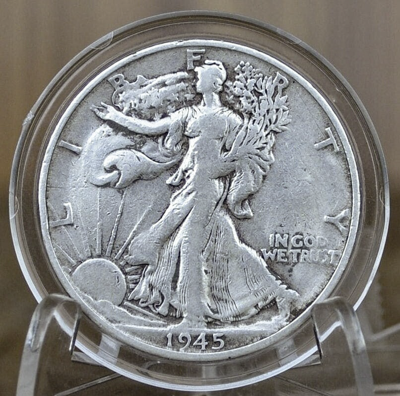 1945 P D & S Walking Liberty Silver Half Dollar - Choose By Mint & Condition Philadelphia Denver San Francisco WW2 Era 50 Cent Coin