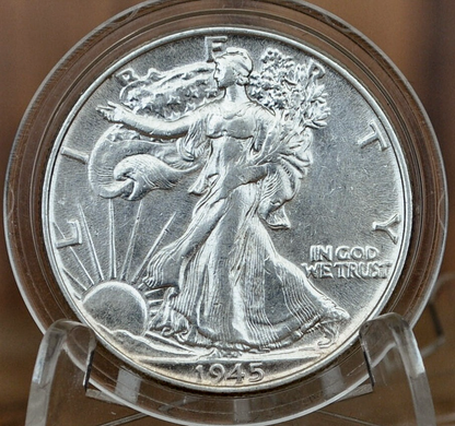 1945 P D & S Walking Liberty Silver Half Dollar - Choose By Mint & Condition Philadelphia Denver San Francisco WW2 Era 50 Cent Coin