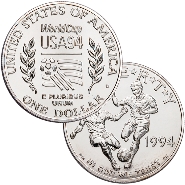 1994-D U.S. UNC Silver One Dollar World Cup Commemorative Coin with Box and COA