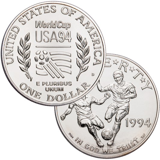 1994-D U.S. UNC Silver One Dollar World Cup Commemorative Coin with Box and COA