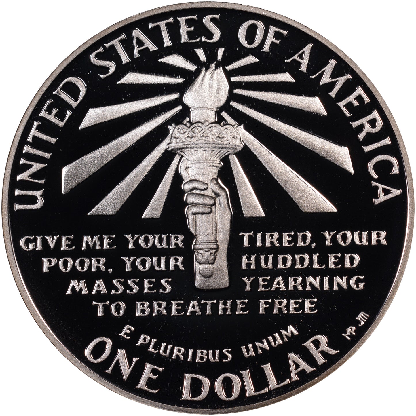 1986-S U.S. Commemorative Silver Proof Ellis Island Liberty Dollar San Francisco