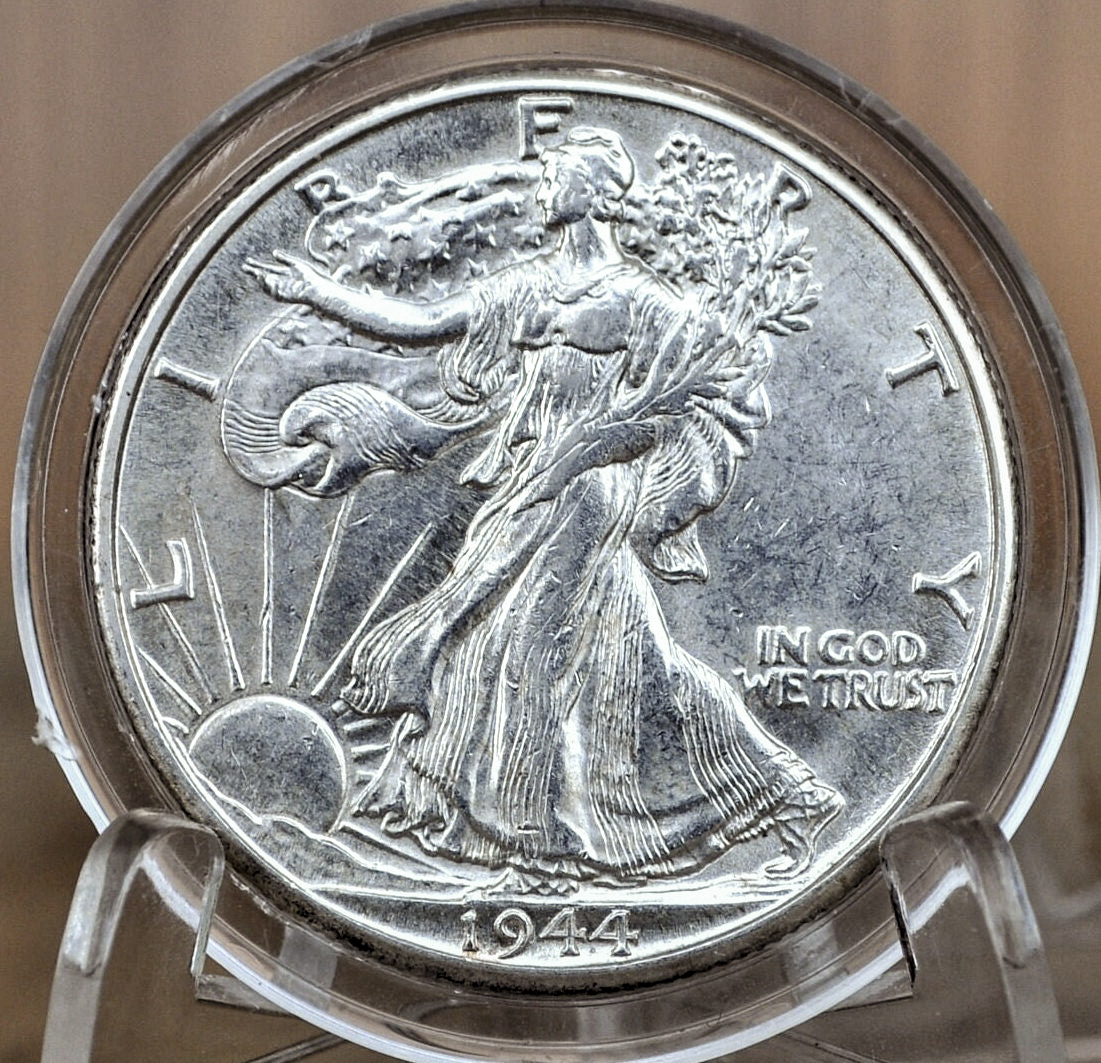 1944 P D & S Walking Liberty Silver Half Dollar - Choose By Mint and Condition Philadelphia Denver San Francisco WW2 Era 50 Cent Coin