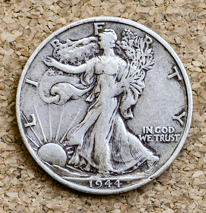 1944 P D & S Walking Liberty Silver Half Dollar - Choose By Mint and Condition Philadelphia Denver San Francisco WW2 Era 50 Cent Coin