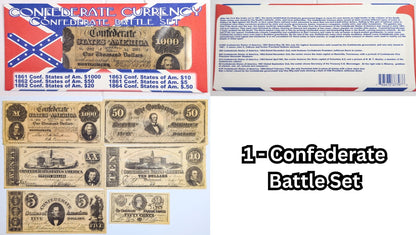 Facsimile Reproduction Confederate States Banknotes Sets - 6 Sets to Choose From! - 1960s Reproduction Civil War Era Southern Paper Currency