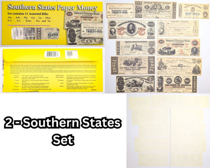 Facsimile Reproduction Confederate States Banknotes Sets - 6 Sets to Choose From! - 1960s Reproduction Civil War Era Southern Paper Currency
