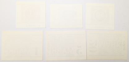 Complete Set of 6 East Germany DDR Prison Wertgutschein Vouchers - Uncirculated (UNC) - RARE 1980s German Prison Mark and Pfennig Notes