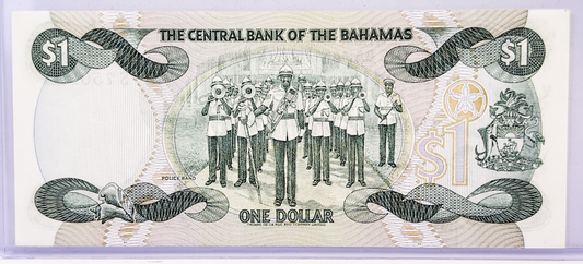 1984 Bahamas Central Bank 1 Dollar Note - Allen Signature (#1)- Queen Elizabeth II Type - 1984 British Bahamas One Dollar Note - P#43a