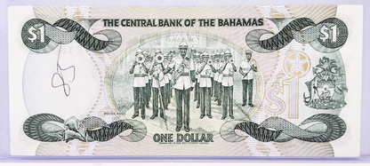 1984 Bahamas Central Bank 1 Dollar Note - Allen Signature (#1)- Queen Elizabeth II Type - 1984 British Bahamas One Dollar Note - P#43a