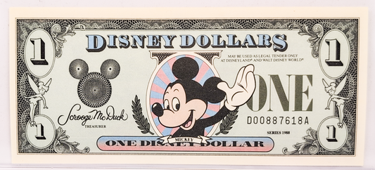 Raro billete coleccionable de Disney de 5 dólares de Blancanieves de 2002 - Serie "AA" - Sin circular - Billete de fantasía de cinco dólares de Disneyland de la serie de 2002