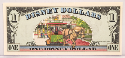 1988 Disney 1 Dollar Mickey Mouse Collectible Money - "DA" Series - Magic Kingdom Envelope - 1988 Series Disneyland One Dollar Novelty Note