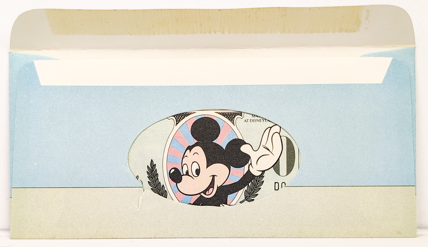 1988 Disney 1 Dollar Mickey Mouse Collectible Money - "DA" Series - Magic Kingdom Envelope - 1988 Series Disneyland One Dollar Novelty Note