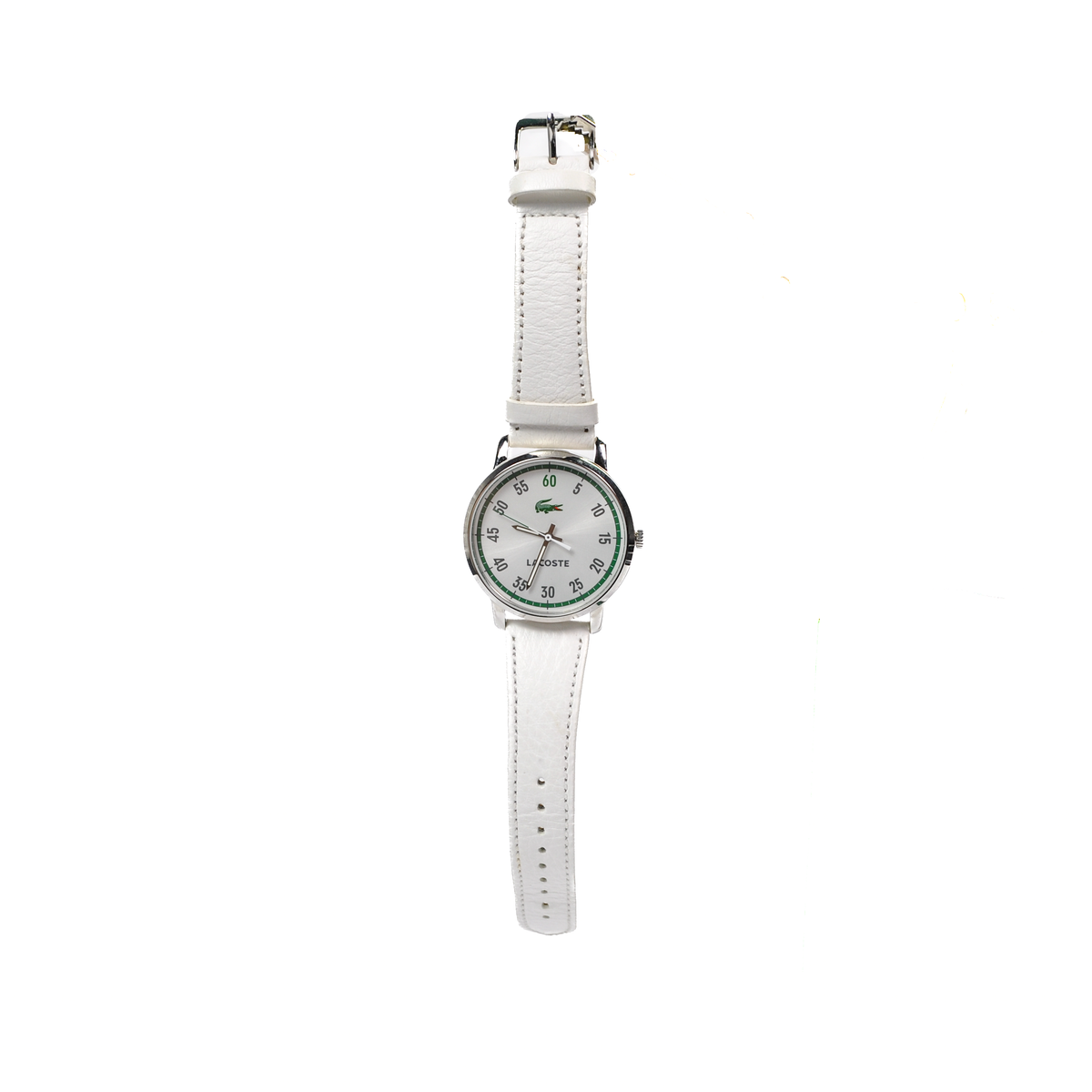 Rare New in Box Lacoste Calvi White Leather Ladies Watch - Works, New Battery - Genuine Leather Strap - NOS Lacoste Watch - Set to EST