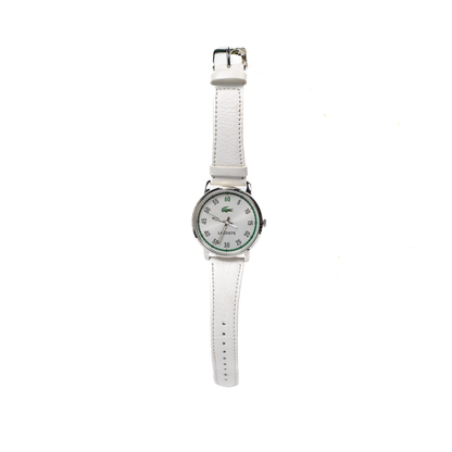 Rare New in Box Lacoste Calvi White Leather Ladies Watch - Works, New Battery - Genuine Leather Strap - NOS Lacoste Watch - Set to EST