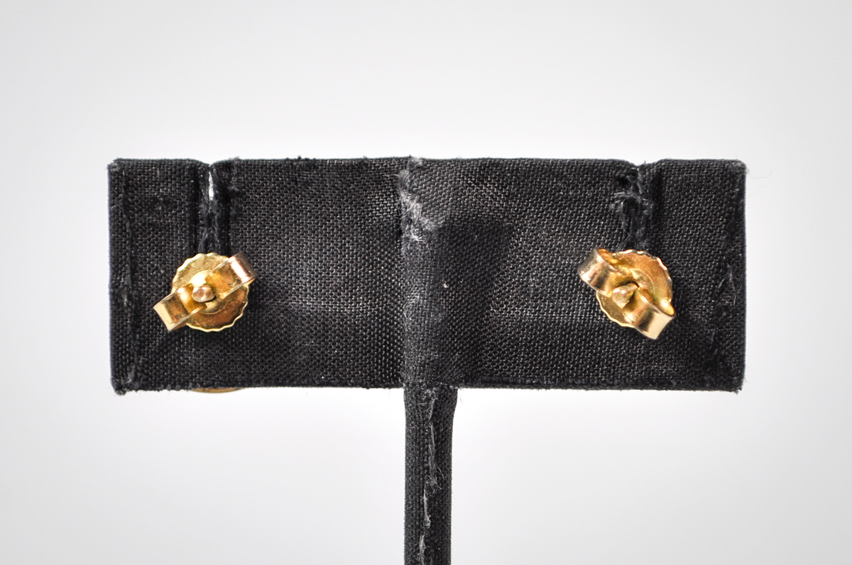 Antique Gold-Toned Painted Enamel Courting Scene Screw Back Stud Earrings - 10K Gold Posts - 18th Century Style Love Scene Stud Earrings