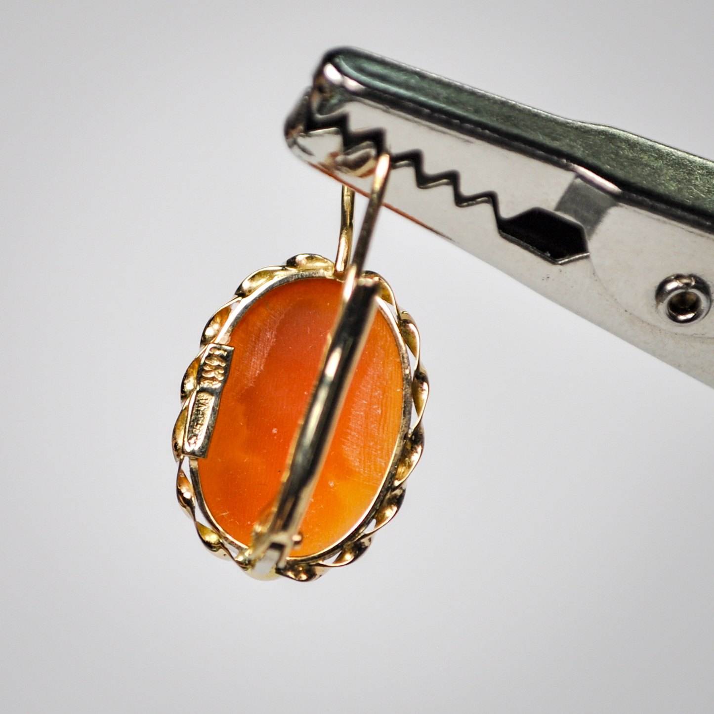 Vintage 14k Gold Ditta Giovanni Apa Genuine Cameo Drop Earrings - 1970s Giovanni Apa Naples Italian Cameo 14kt Yellow Gold Earrings