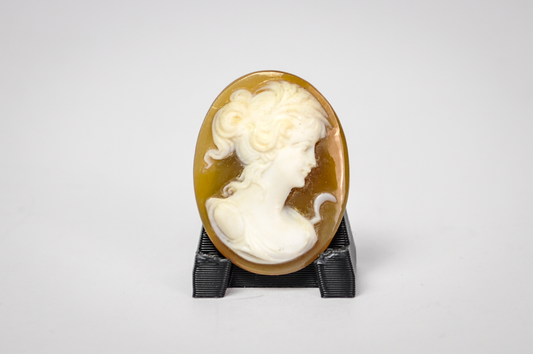Vintage Unmounted Authentic Woman's Profile Cameo - Antique Hand Carved Lady Bust Conch Shell Cameo Genuine