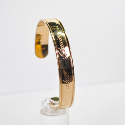 Vintage 1979 Avon Gold Tone Gemini Zodiac Sign Cuff Bracelet - Vintage 1970s Avon Signed Gemini Horoscope Astrology Bangle Cuff
