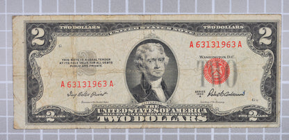 1953A Fancy Bookend Birthday Serial Number 2 Dollar Note - 63131963 - 1953-A Two Dollar Legal Tender 1963 Birth Year Note - Fr#1510