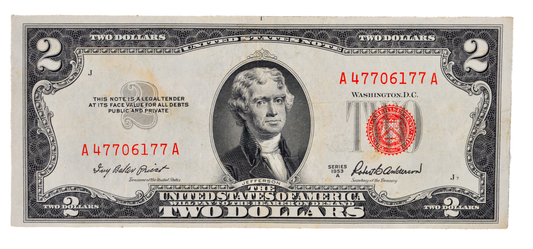 1953A Fancy Double Duo Repeater Serial 2 Dollar Note - 47706177 - 1953-A Two Dollar Cool Serial Legal Tender Note - Fr#1510