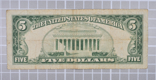 1963 Red Seal 5 Dollar Low Serial Number Star Note - Very Fine (VF) - 00783359 - 1963 Five Dollar US Legal Star Note - Fr#1536*