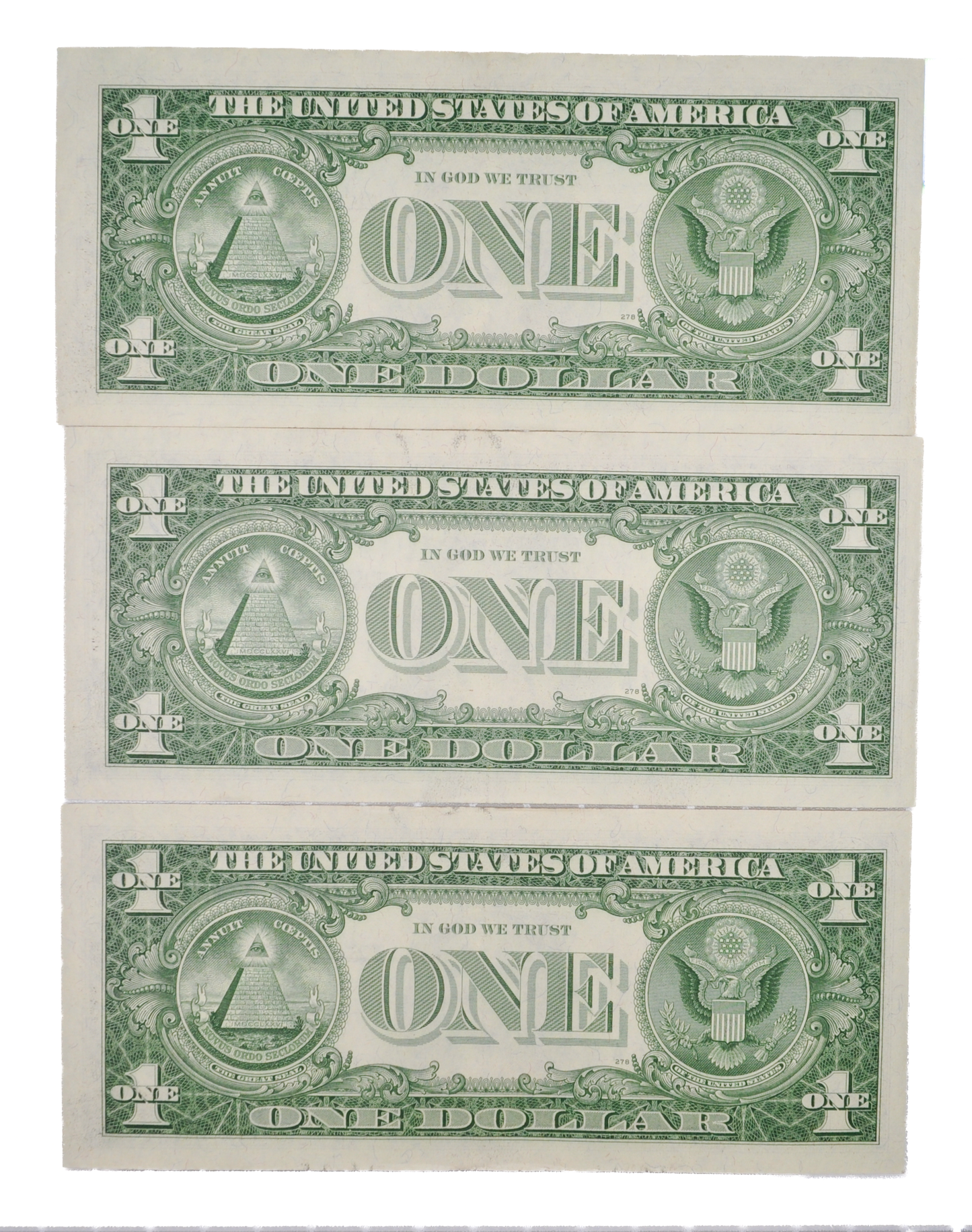 1957 Silver Certificate 1 Dollar Note Consecutive Trio - Almost Uncirculated (AU) - 1957 Blue Seal Note Sequential Set - Fr#1619