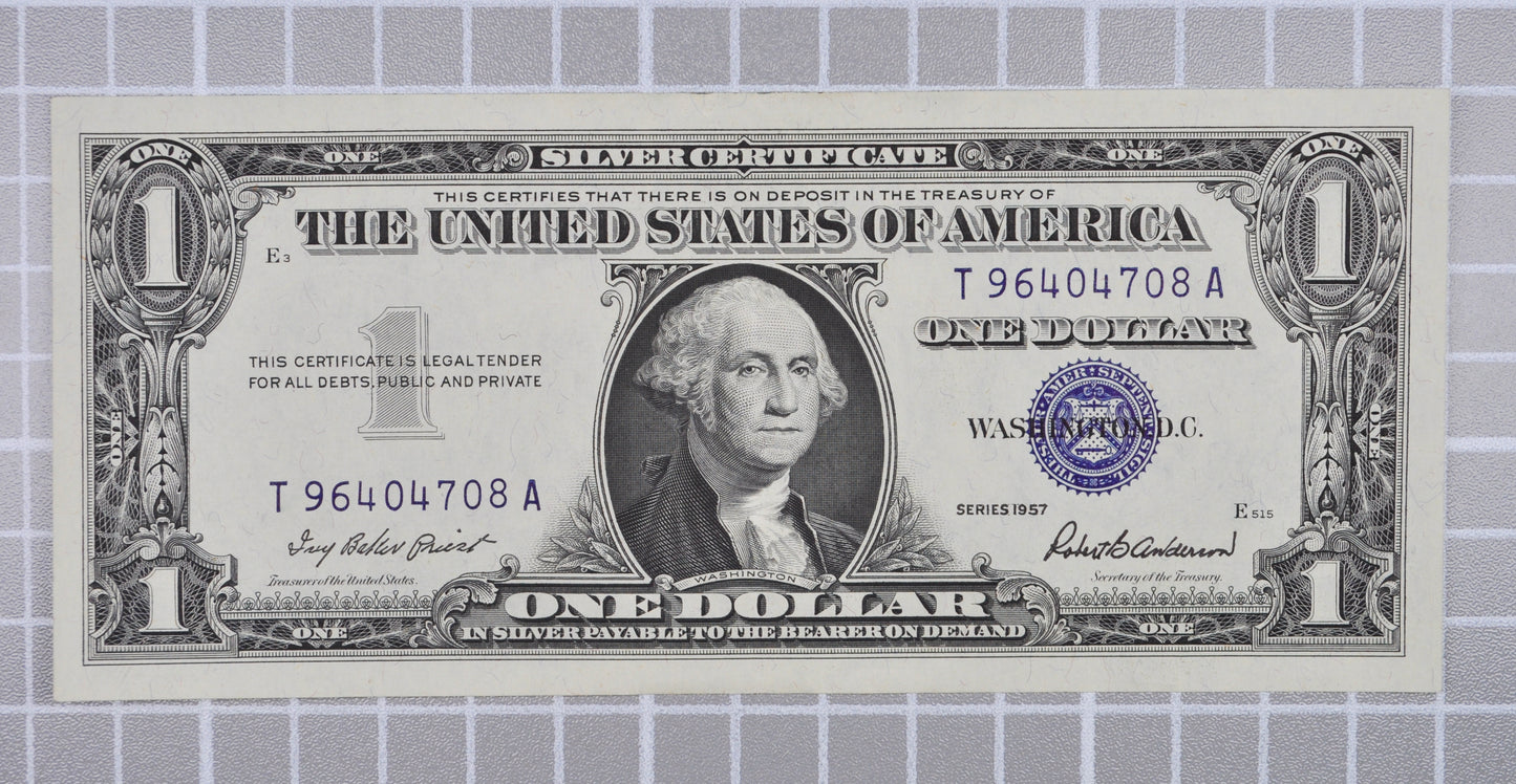 1957 Silver Certificate 1 Dollar Note Consecutive Trio - Almost Uncirculated (AU) - 1957 Blue Seal Note Sequential Set - Fr#1619