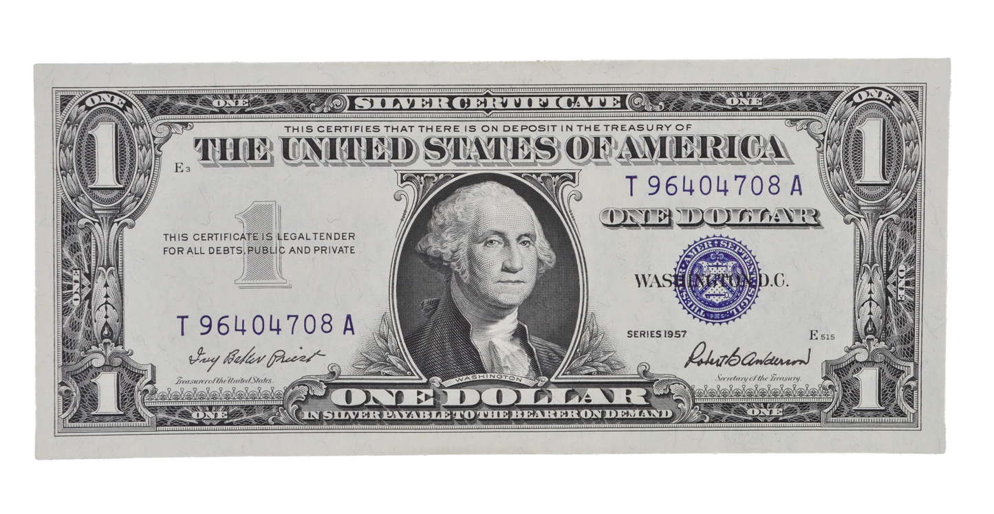 1957 Silver Certificate 1 Dollar Note Consecutive Trio - Almost Uncirculated (AU) - 1957 Blue Seal Note Sequential Set - Fr#1619