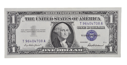 1957 Silver Certificate 1 Dollar Note Consecutive Trio - Almost Uncirculated (AU) - 1957 Blue Seal Note Sequential Set - Fr#1619