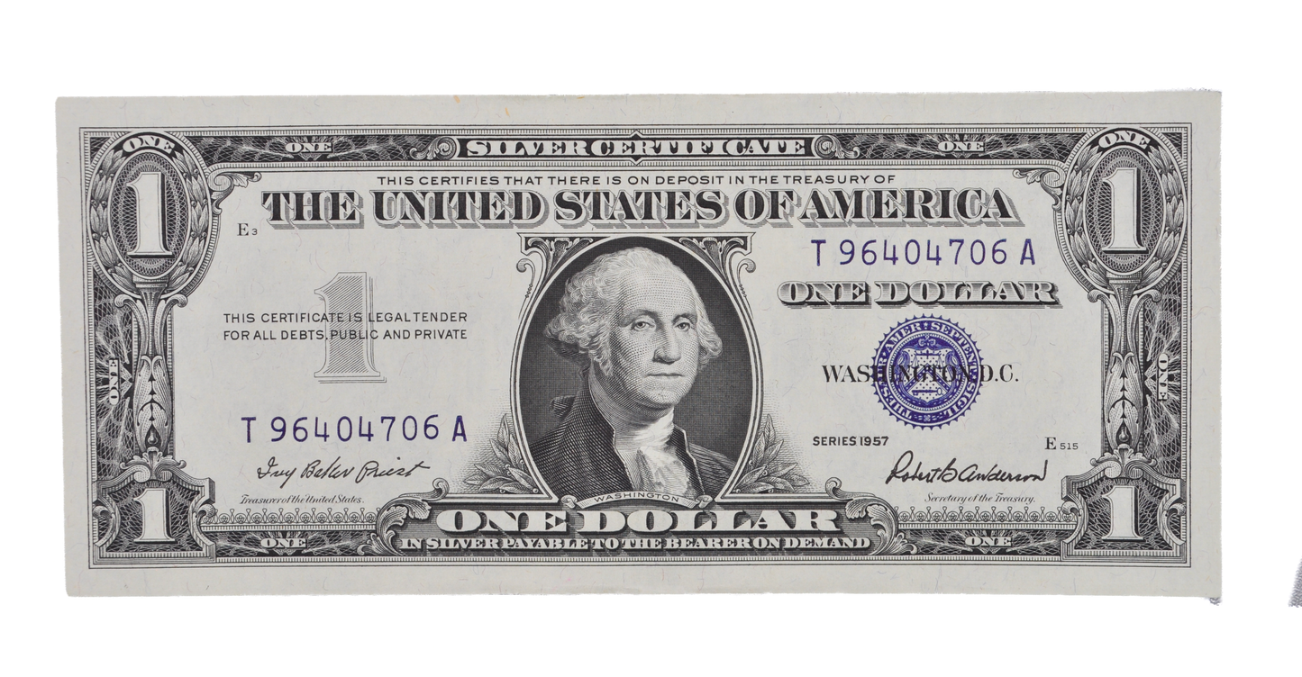 1957 Silver Certificate 1 Dollar Note Consecutive Trio - Almost Uncirculated (AU) - 1957 Blue Seal Note Sequential Set - Fr#1619