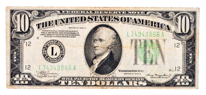 1934-A Federal Reserve 10 Dollar Note - Very Fine (VF) - San Francisco (L) - 1934A Green Seal Ten Dollar San Francisco Note - Fr#2006-L