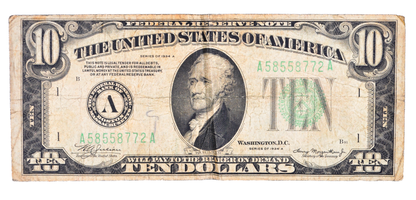 1934-A Federal Reserve 10 Dollar Note - Fine (F) - Boston (A) Issue - 1934A Green Seal Ten Dollar Star Note - Fr#2006-A
