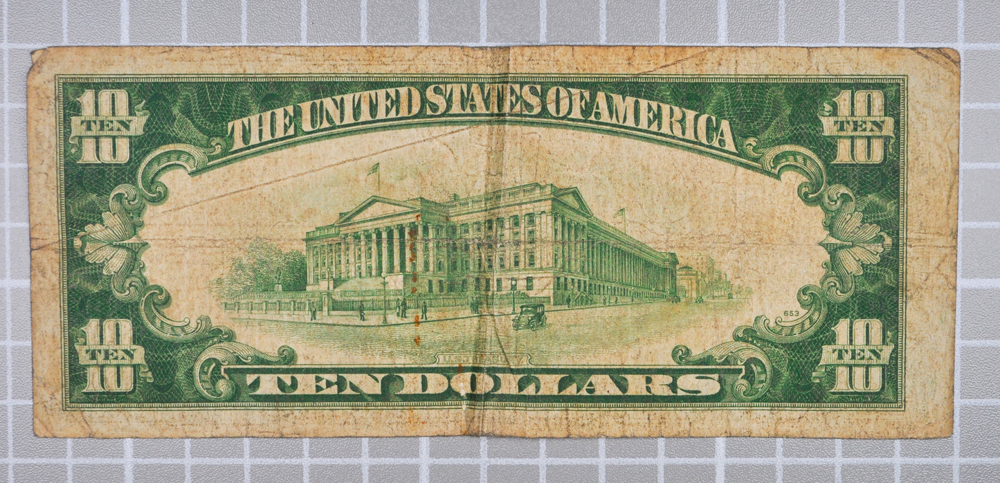 1934-A Federal Reserve 10 Dollar Note - Fine (F) - Boston (A) Issue - 1934A Green Seal Ten Dollar Star Note - Fr#2006-A