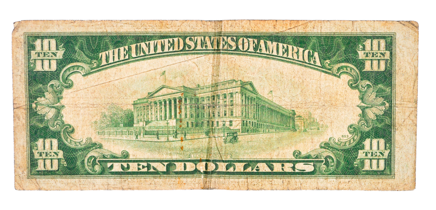 1934-A Federal Reserve 10 Dollar Note - Fine (F) - Boston (A) Issue - 1934A Green Seal Ten Dollar Star Note - Fr#2006-A