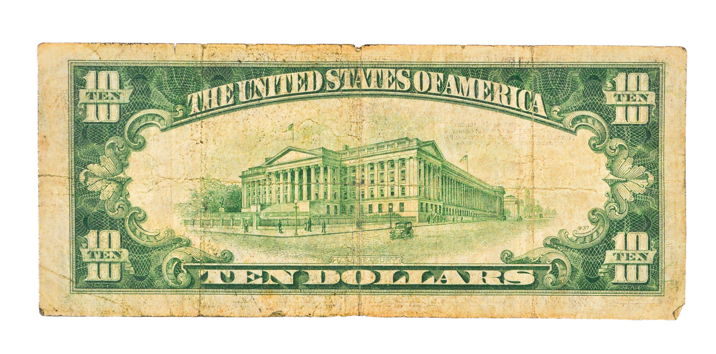 1934-A Federal Reserve 10 Dollar Note - Fine (F) - Boston (A) Issue - 1934A Green Seal Ten Dollar Star Note - Fr#2006-A