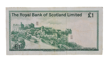 1975 Royal Bank of Scotland 1 Pound Banknote - May 1st, 1975 Date - Very Fine (VF) - 1975 Scottish One Pound Sterling Note - P#336a