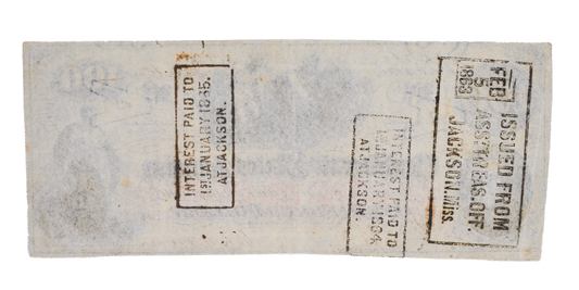 1862 Confederate States 100 Dollar Note - Interest Paid Stamps on Reverse - 1862 Civil War CSA One Hundred Dollar Banknote - CS-41/T-41