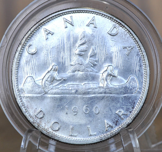 1960 Canadian Silver Dollar - BU (Uncirculated) - 80% Silver - Canoe Silver Dollar Canada - Canadian Coin Collection