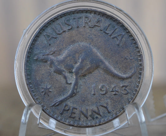 1943 Australia One Penny Australia, Perth Mint - Great Condition / Detail - King George - Collectible Australian Coin