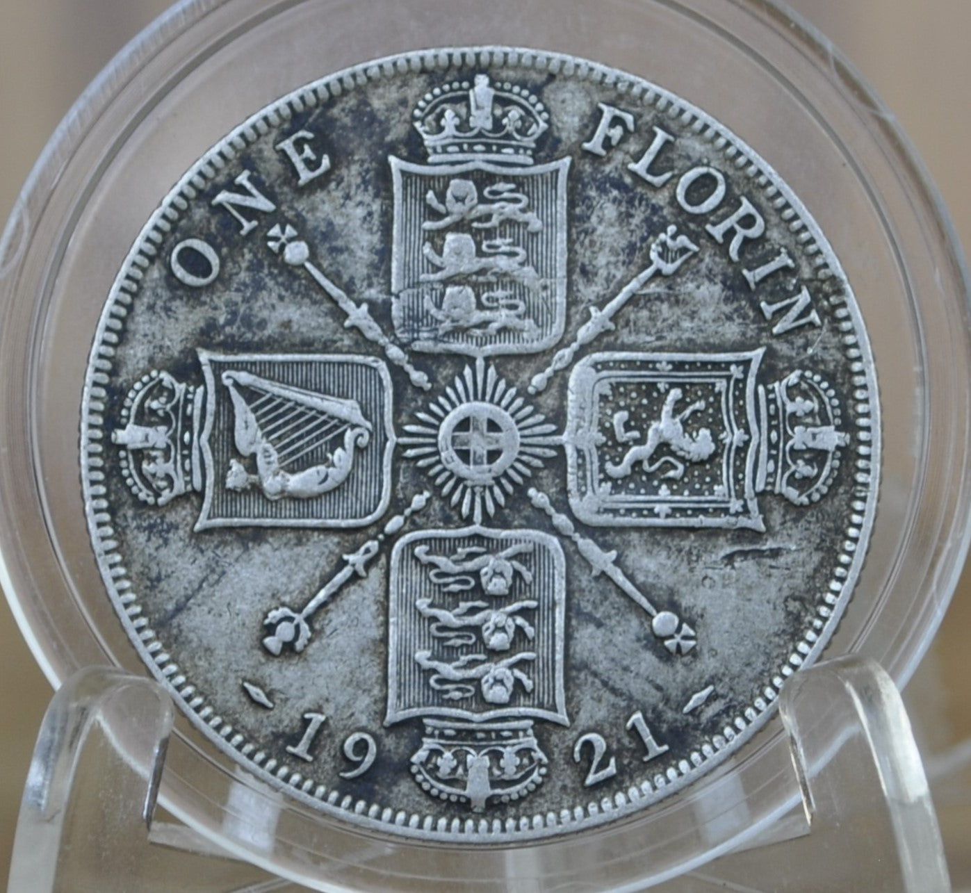 1921 UK 1 Florin - XF Detail - 50% Silver One Florin 1921 / 1921 Silver 1 Florin